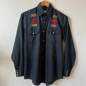 Vintage 80s Seahorge Embroidered Western Pearl Snap